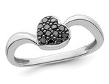 1/10 Carat (ctw) Black Diamond Heart Promise Ring in Sterling Silver